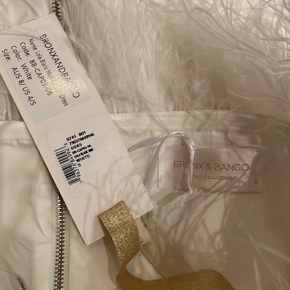 Bronx and Banco Lola Blanc Feathered White Mini Dress - Small - Picture 6 of 6